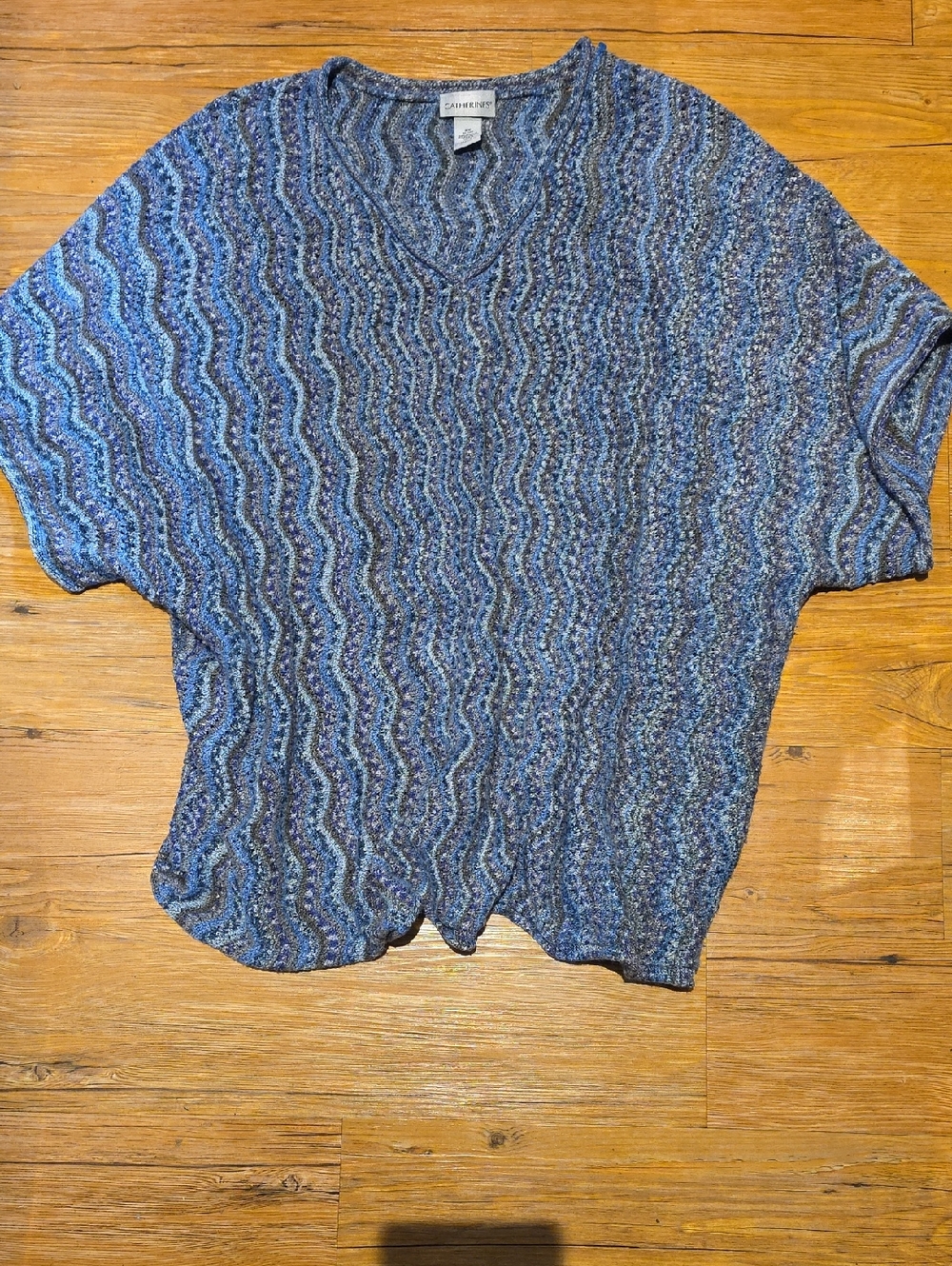 Catherines Blue Multi-Color V-Neck Sweater